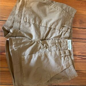 Nili Lotan Tan Cotton Utility Shorts - brown khaki, 3 inch inseam